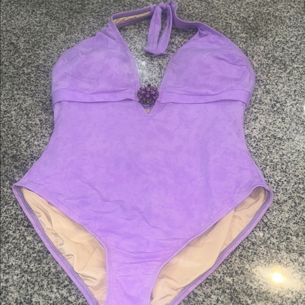 Magicsuit Purple One Piece Swimsuit with Halter Neckline